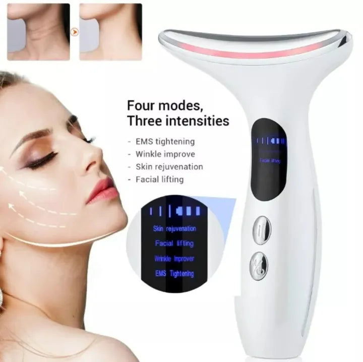 Face lifting massager EMS, vibration, heat, 3 color lights
