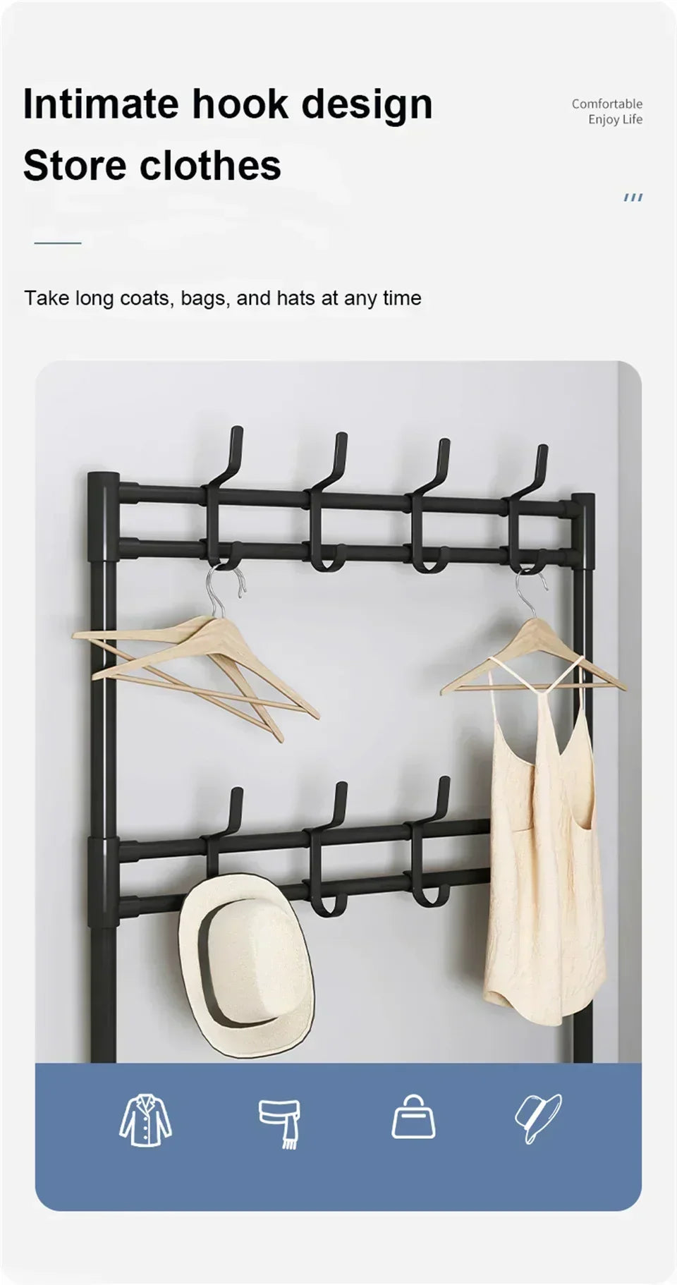 Multi-Layer Shoe Rack aur Coat Rack Storage DIY Clothes Hanger